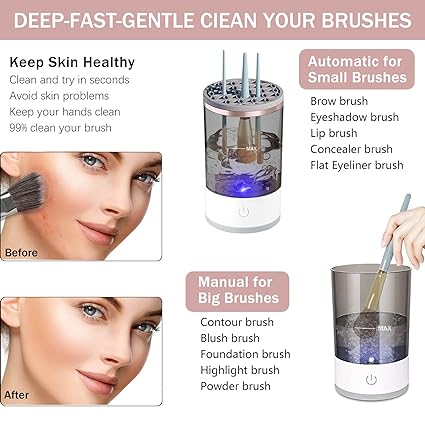 3-in-1 Automatic Makeup Brush Cleaner & Dry Brushes in Seconds
