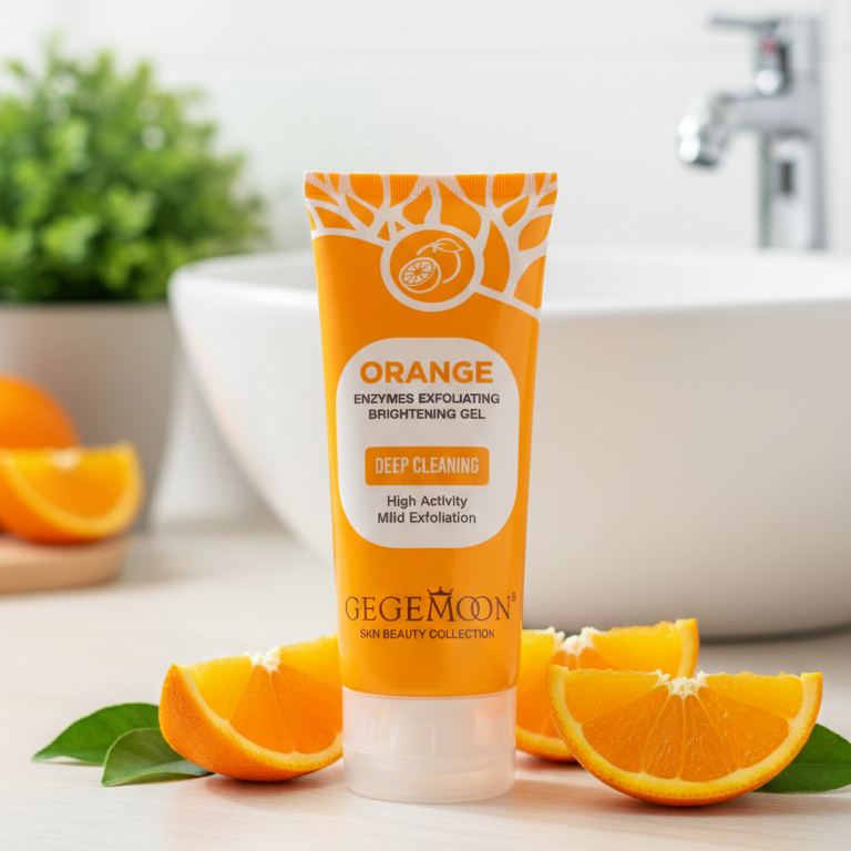 Gegemon Orange Enzymes Exfoliating Brightening Gel – Deep Clean, Smooth Skin, Remove Dead Cells, Instant Glow & Even Tone Face Gel